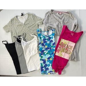 Lot of 7 Tops Cropped Cardigan Girls 7-8 Floral Solid Multicolor Tank Tops